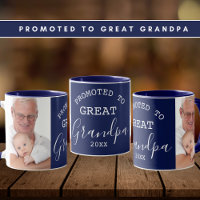 Promoted to Great Grandpa 2 Photo Collage Blue