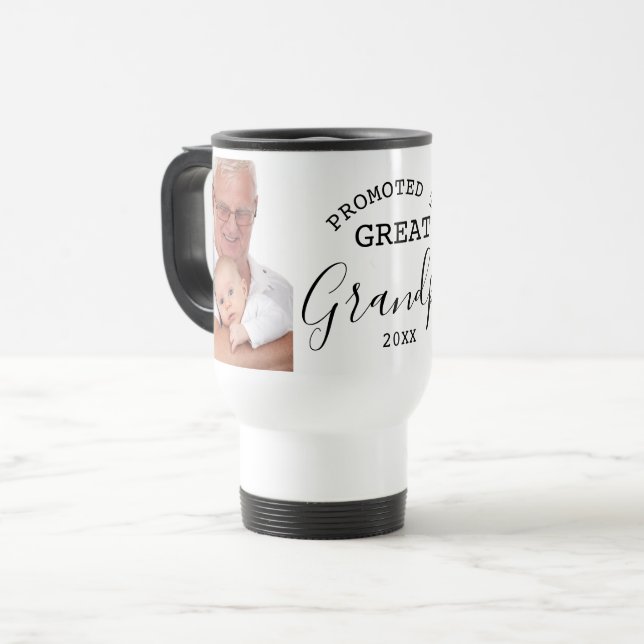 Promoted to Great Grandpa 2 Photo Collage  Travel Mug (Front Left)