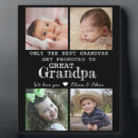 Promoted To Great Grandpa 4 Photo Collage Plaque<br><div class="desc">Photo collage plaque with 'Only The Best Grandpas Get Promoted To Great Grandpa ' typography  . Makes a perfect gift for your favorite grandfather  for Father’s day , grandparent's day , birthday. Personalize with we love you message and grandchildren names.</div>