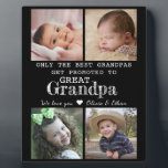 Promoted To Great Grandpa 4 Photo Collage Plaque<br><div class="desc">Photo collage plaque with 'Only The Best Grandpas Get Promoted To Great Grandpa ' typography  . Makes a perfect gift for your favorite grandfather  for Father’s day , grandparent's day , birthday. Personalize with we love you message and grandchildren names.</div>