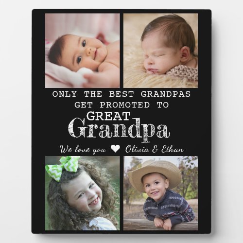 Promoted To Great Grandpa 4 Photo Collage Plaque