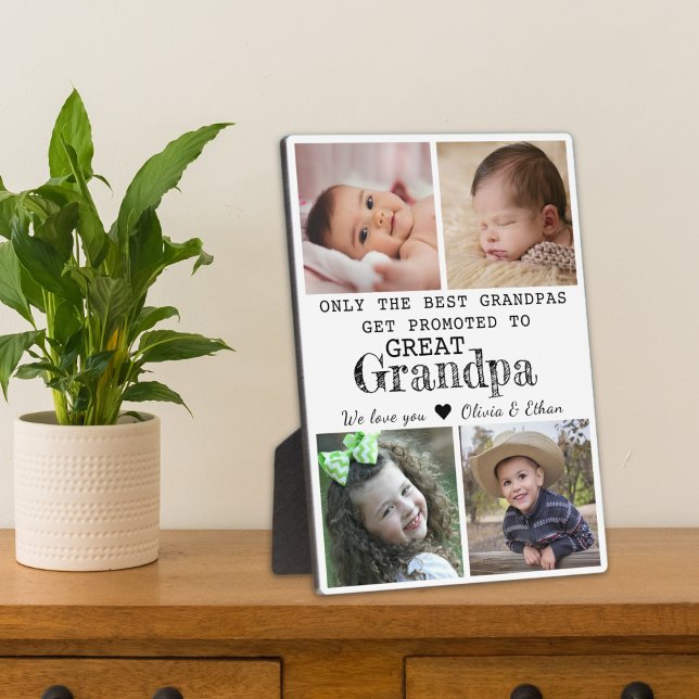 Promoted To Great Grandpa 4 Photo Collage Plaque (Creator Uploaded)
