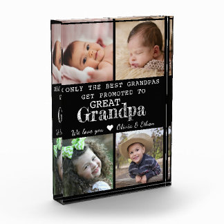 Promoted To Great Grandpa 4 Picture Collage Photo Block