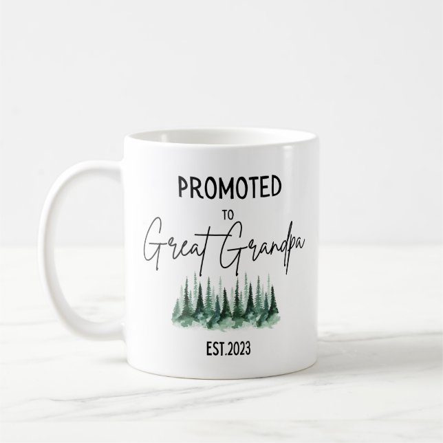 Promoted To Great Grandpa Est 2023, Great grandpa Coffee Mug (Left)