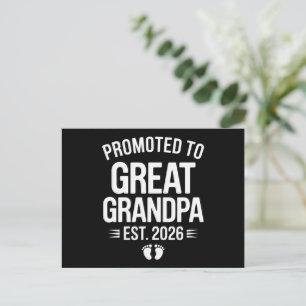 Promoted To Great Grandpa Est 2026 Pregnancy Baby Announcement Postcard