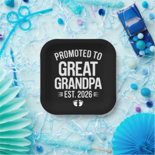 Promoted To Great Grandpa Est 2026 Pregnancy Baby Paper Plates