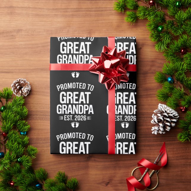 Promoted To Great Grandpa Est 2026 Pregnancy Baby Wrapping Paper (Holiday Gift)