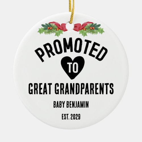 Promoted to Great Grandparents Personalized Name Ceramic Ornament