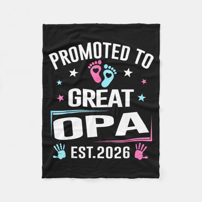 Promoted To Great Opa Est 2026 Pregnancy Announcem Fleece Blanket (Front)
