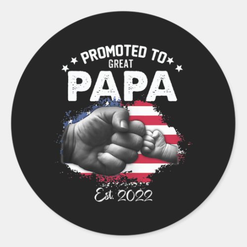 Promoted To Great Papa 2022 Vintage Father Day Classic Round Sticker