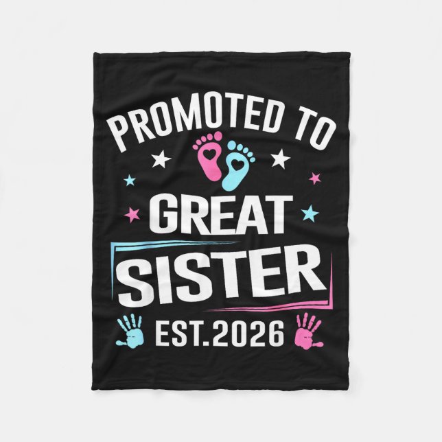 Promoted To Great Sister Est 2026 Pregnancy Announ Fleece Blanket (Front)