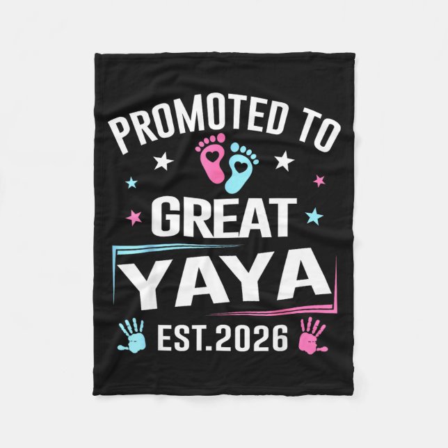 Promoted To Great Yaya Est 2026 Pregnancy Announce Fleece Blanket (Front)