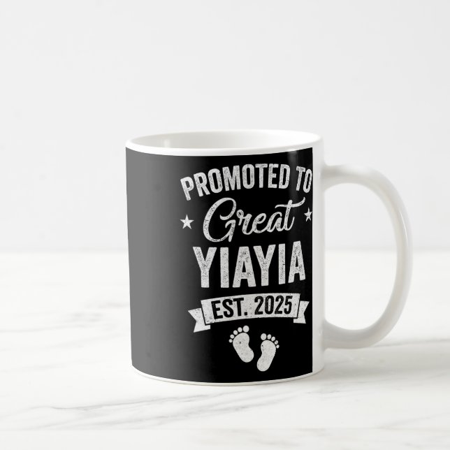 Promoted To Great Yiayia Est 2025 Pregnancy Announ Coffee Mug (Right)