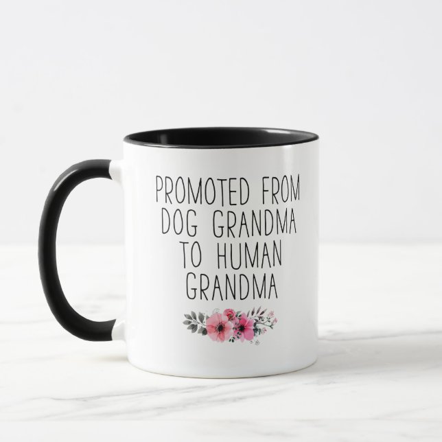 Promoted To Human Grandma From Dog Grandma Funny Mug (Left)
