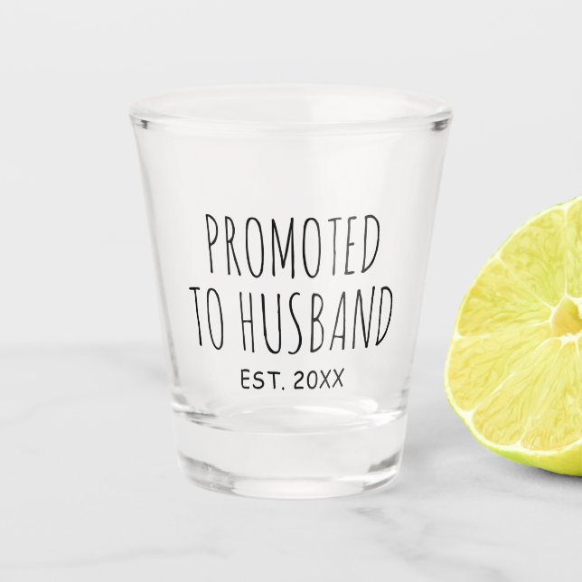 Promoted To Husband | Wedding Gift Shot Glass (Front)