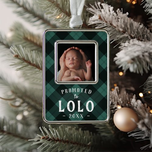 Promoted to Lolo  Baby Photo Grandpa Christmas Ornament