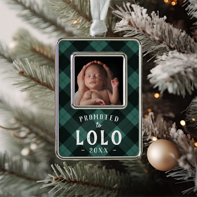 Promoted to Lolo | Baby Photo Grandpa Christmas Ornament (Creator Uploaded)