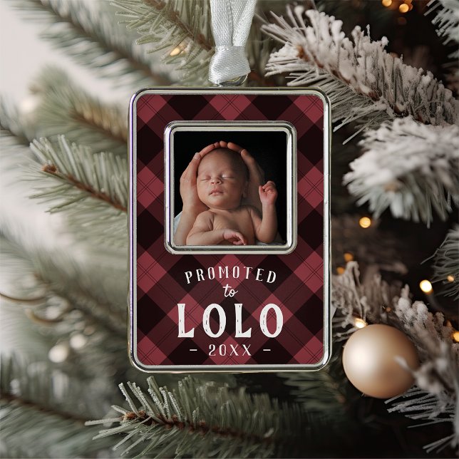Promoted to Lolo | Baby Photo Grandpa Christmas Ornament (Creator Uploaded)