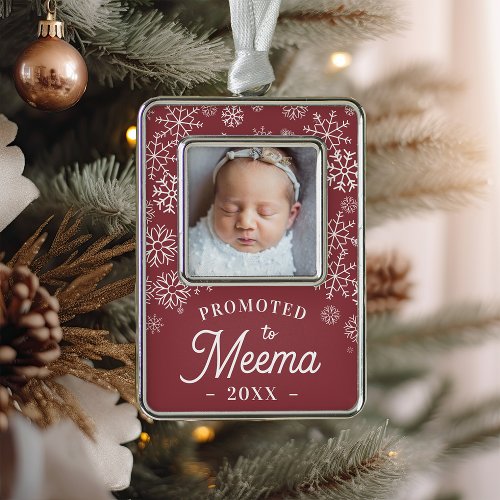 Promoted to Meema  Baby Photo Grandma Christmas Ornament