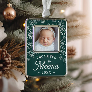 Promoted to Meema Baby Photo Grandma Christmas Ornament