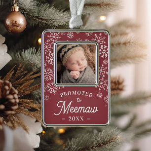Promoted to Meemaw Baby Photo Grandma Christmas Ornament