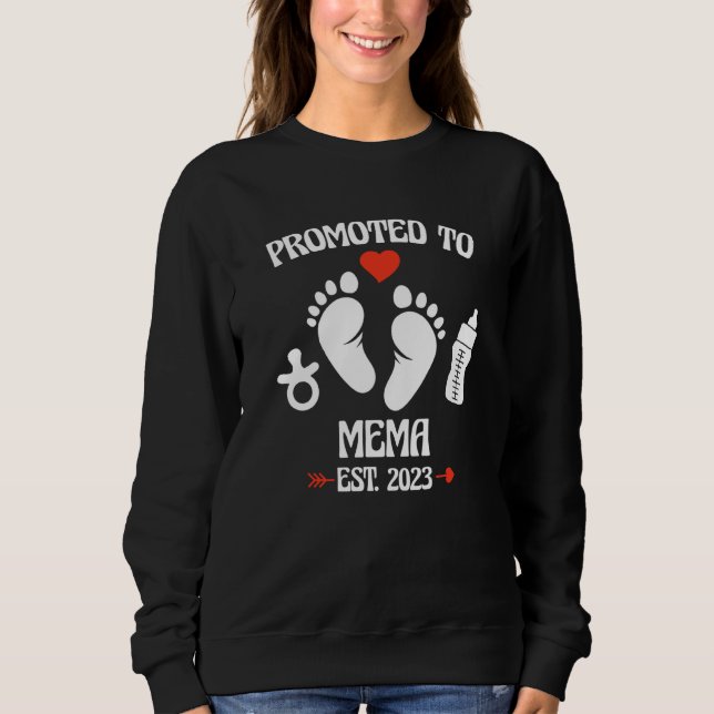 Promoted To Mema 2023 First Time New Grandma Pregn Sweatshirt (Front)