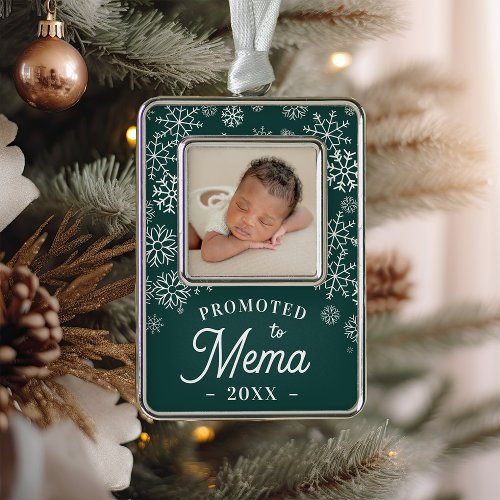 Promoted to Mema  Baby Photo Grandma Christmas Ornament