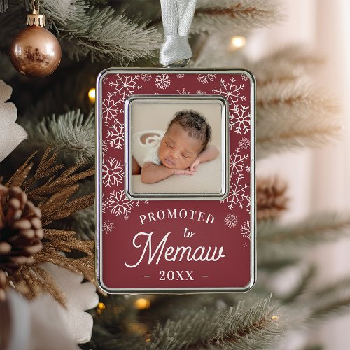 Promoted to Memaw  Baby Photo Grandma Christmas Ornament