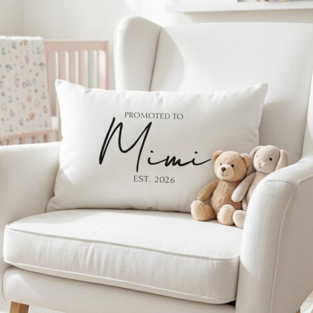 Promoted To Mimi Soft Keepsake Script Lumbar Pillow (Creator Uploaded)