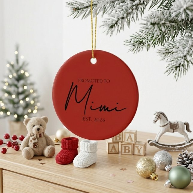 Promoted To Mimi Sweet Holiday Keepsake Ceramic Ornament (Creator Uploaded)