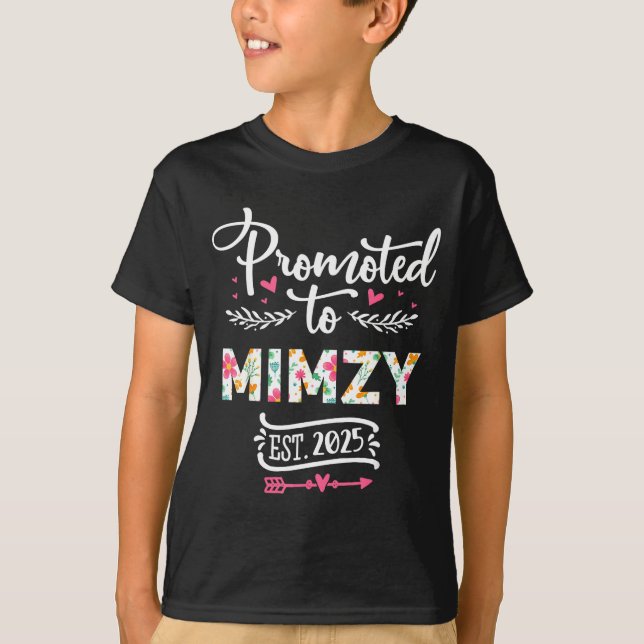 Promoted To Mimzy 2025 Cute Pregnancy Announcement T-Shirt (Front)