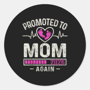 Promoted To Mom Again 2026 Expecting Baby Soon To Classic Round Sticker