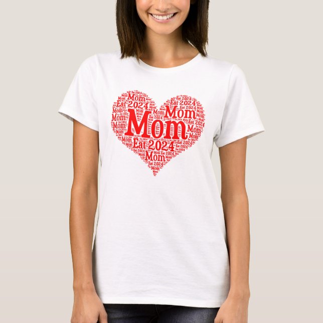 Promoted to Mom Est 2024, New Mom, First Time Mom T-Shirt (Front)