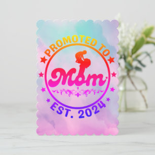 Promoted to Mom Est 2024 - New Mommy Holiday Card