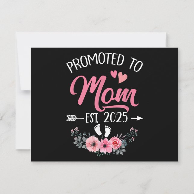 Promoted To Mom Est 2025 Mothers Day First Time Holiday Card (Front)