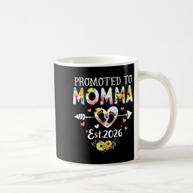 Promoted To Momma 2026 First Time New Grandma Preg Coffee Mug (Right)