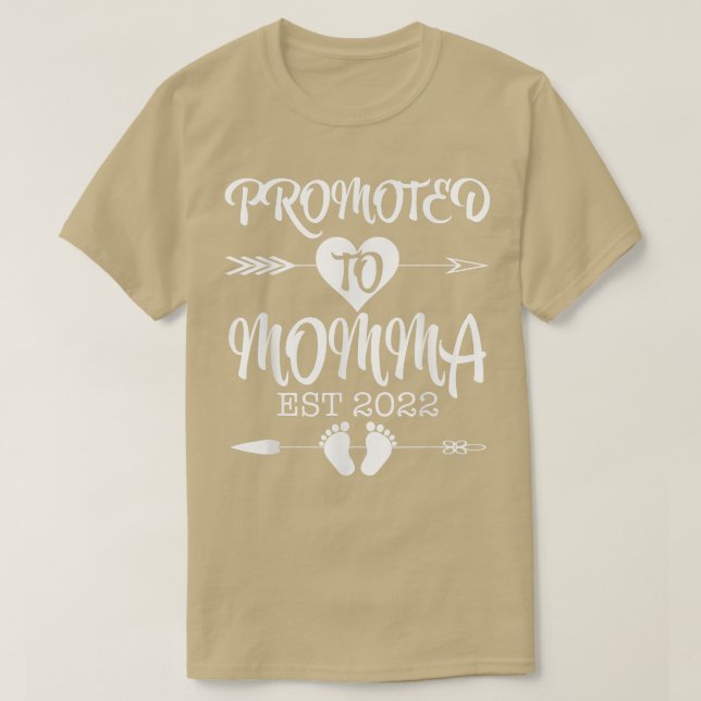 Promoted To Momma EST 2022 Pregnancy Reveal  T-Shirt (Design Front)