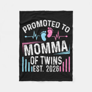 Promoted To Momma Of Twins Est 2026 Baby Shower Vi Fleece Blanket