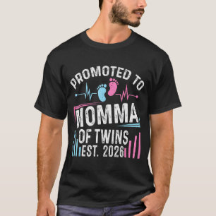Promoted To Momma Of Twins Est 2026 Baby Shower Vi T-Shirt