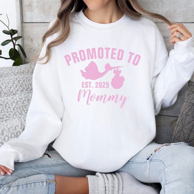 Promoted To Mommy 2025 Stork Girl Gender Reveal Sweatshirt (Creator Uploaded)