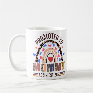 Promoted To Mommy Again 2022 Leopard Rainbow Coffee Mug