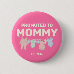 Promoted to Mommy Custom Pink Baby Shower Party Button
