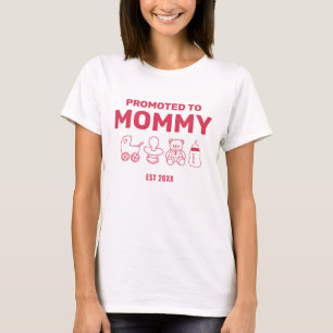 Promoted to Mommy Custom Pink Baby Shower Party T-Shirt