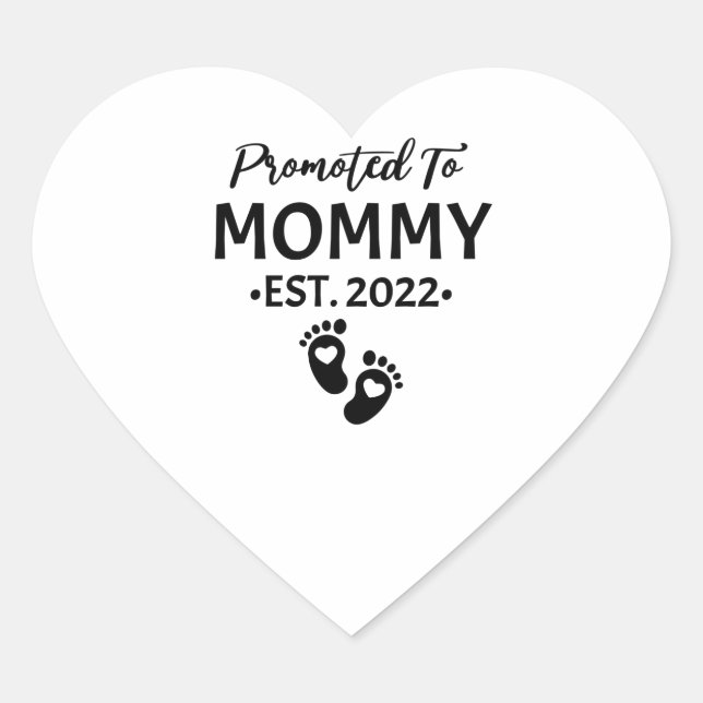 Promoted to mommy est 2022 new mom mother's day heart sticker (Front)