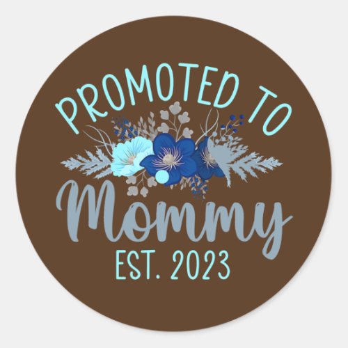 Promoted To Mommy Est 2023 New Mom Gift First Classic Round Sticker