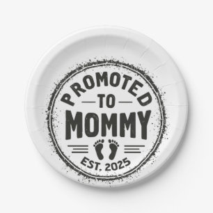 Promoted to Mommy Est. 2025 Pregnancy Announcement Paper Plates
