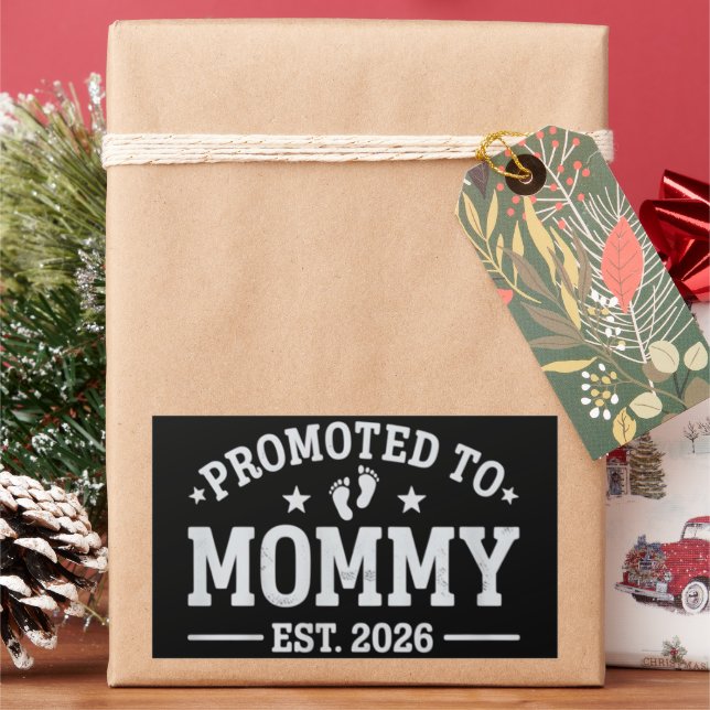 Promoted to Mommy est. 2026 Baby Announcement Mom Rectangular Sticker (Holiday)