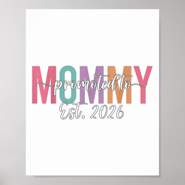 Promoted To Mommy Est. 2026 New Mom Baby Announcem Poster (Front)