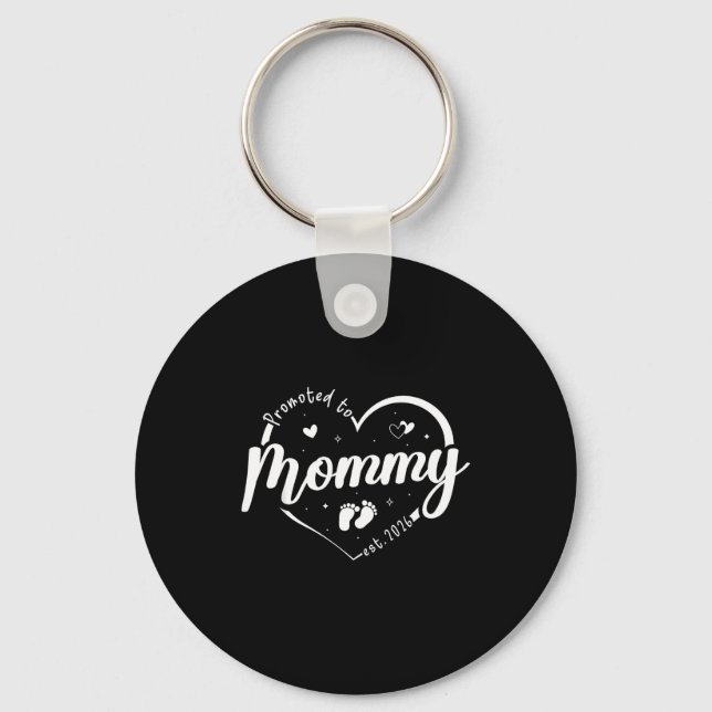 Promoted To Mommy Est 2026 Soon To Be Mom New Moth Keychain (Front)