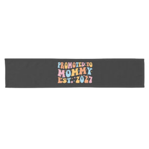 Promoted To Mommy Est 2027 New Mom Announcement Short Table Runner